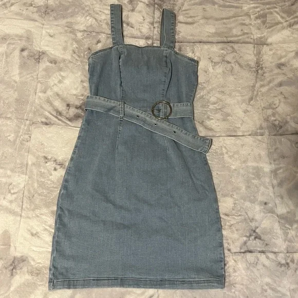 primark denim mini dress Women's Indigo Cotton Denim Button Down Mini Dress
